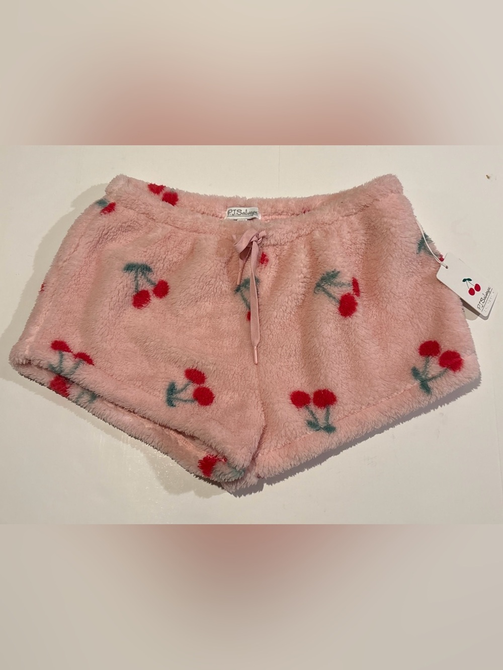 P.J. Salvage "Life Is Sweet" plush pajama shorts Cherry Pink Sz Medium PJ NEW